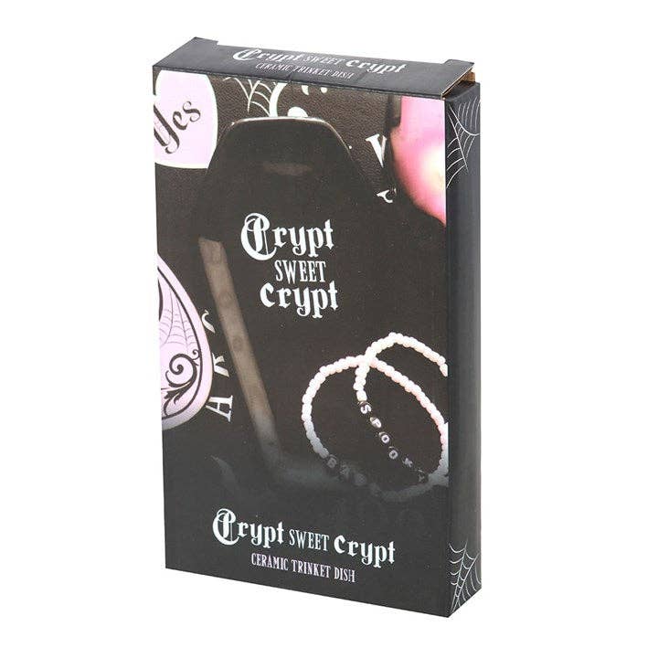 Crypt Sweet Crypt Gothic Halloween Coffin Shaped Trinket Tray