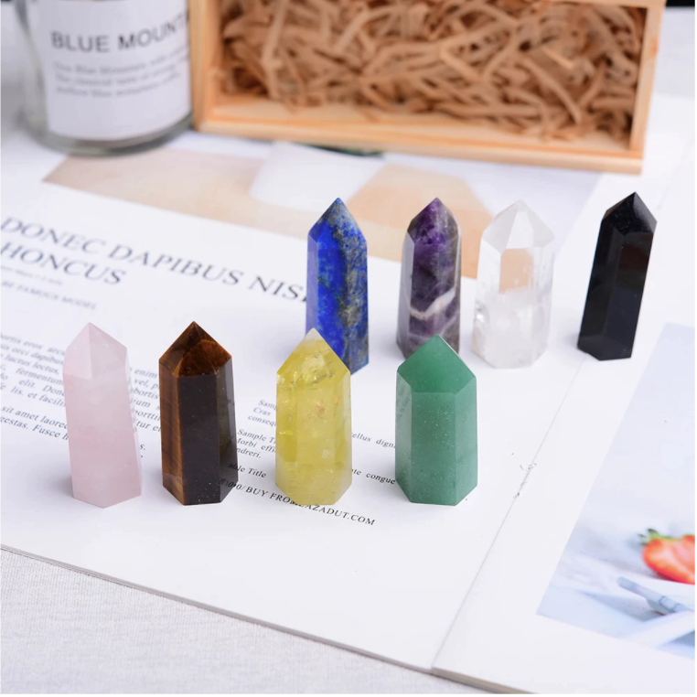 8 Pcs Crystal Wand with Wooden Box