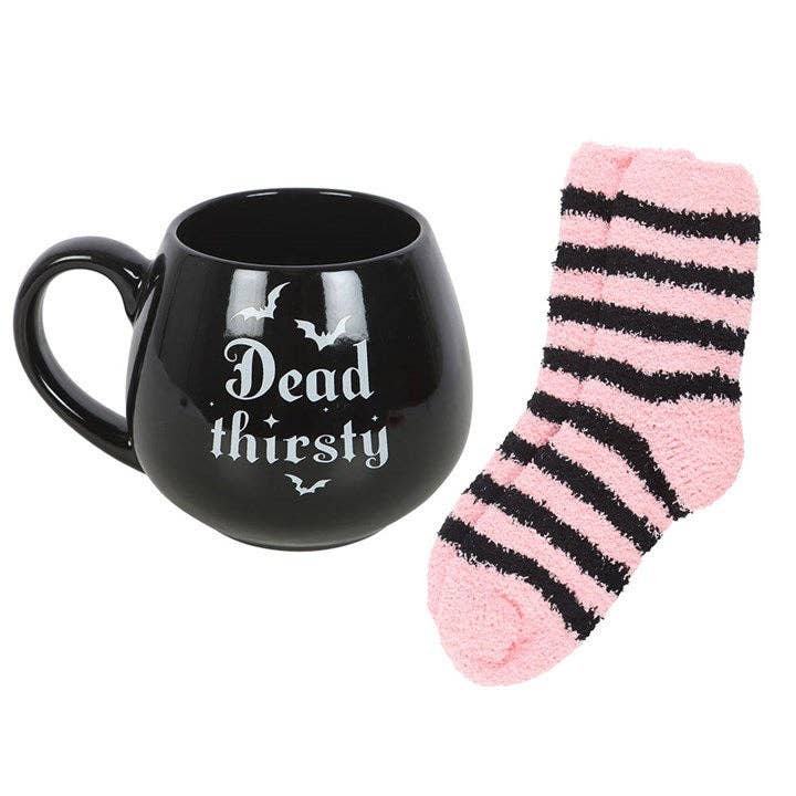 Dead Thirsty Gothic Halloween Mug and Socks Set