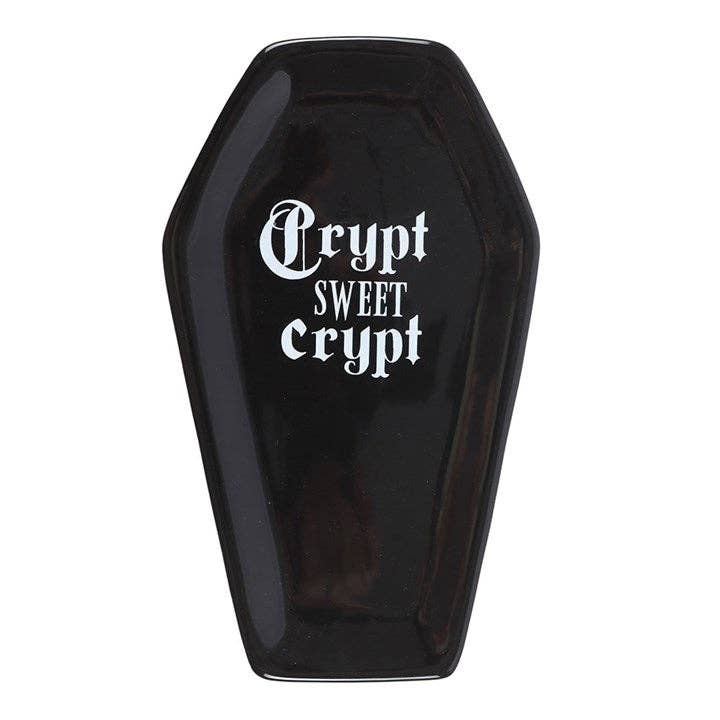 Crypt Sweet Crypt Gothic Halloween Coffin Shaped Trinket Tray
