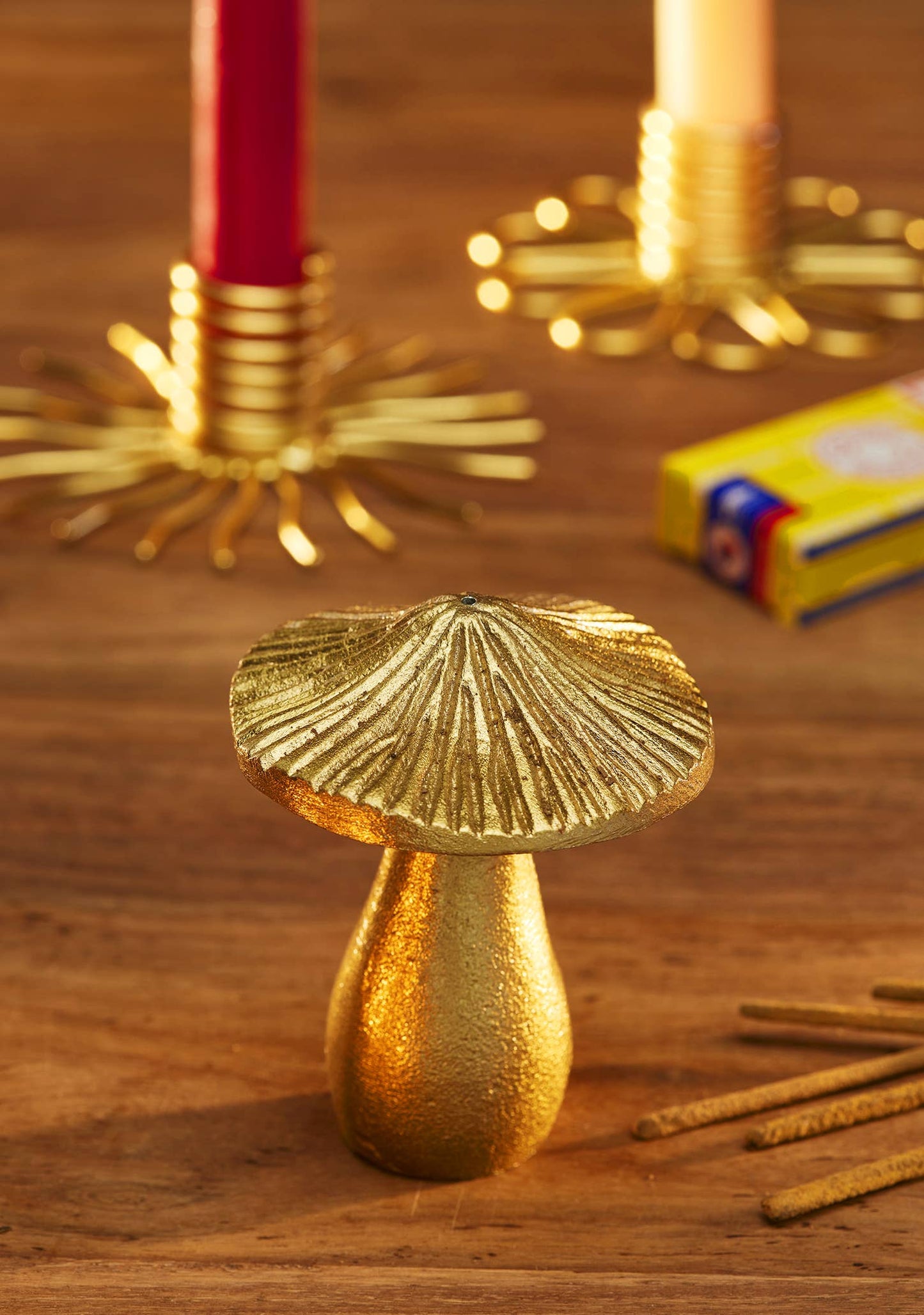 Brass Finish Mushroom Incense Holder