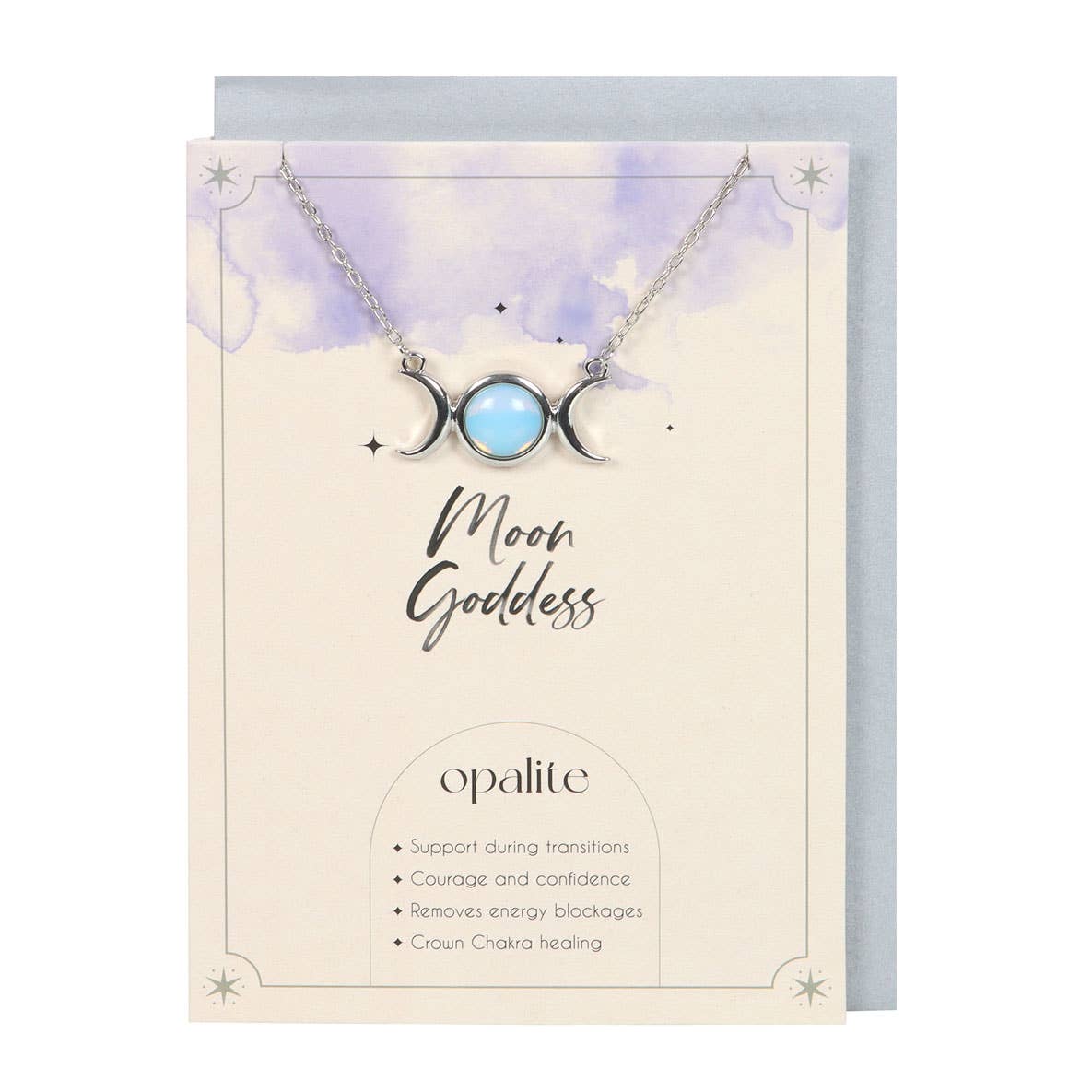 Opalite Triple Moon Necklace on Greeting Card