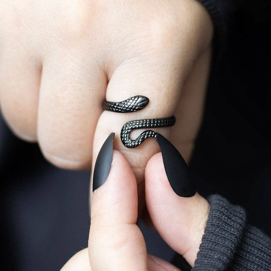 Adjustable Black Snake Ring