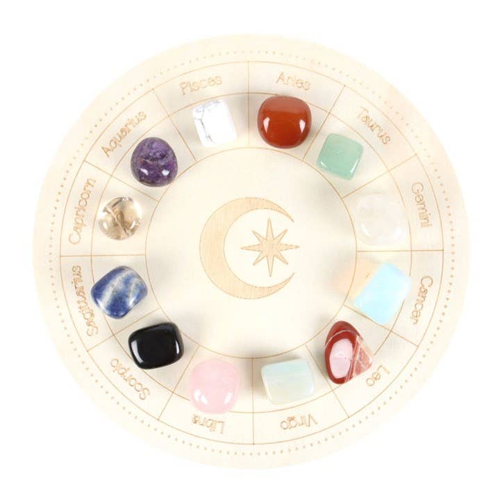 Astrology Wheel Zodiac Crystal Grid Set