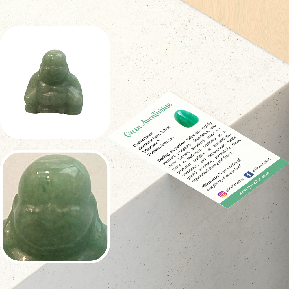 Gemstone Buddha, 2.5x2.5x1cm: Green Aventurine