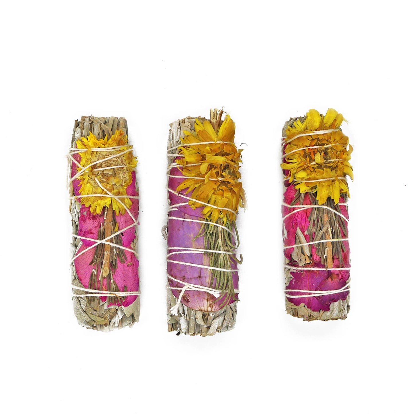 'Country Garden' Floral White Sage Smudge Stick (4 in.)