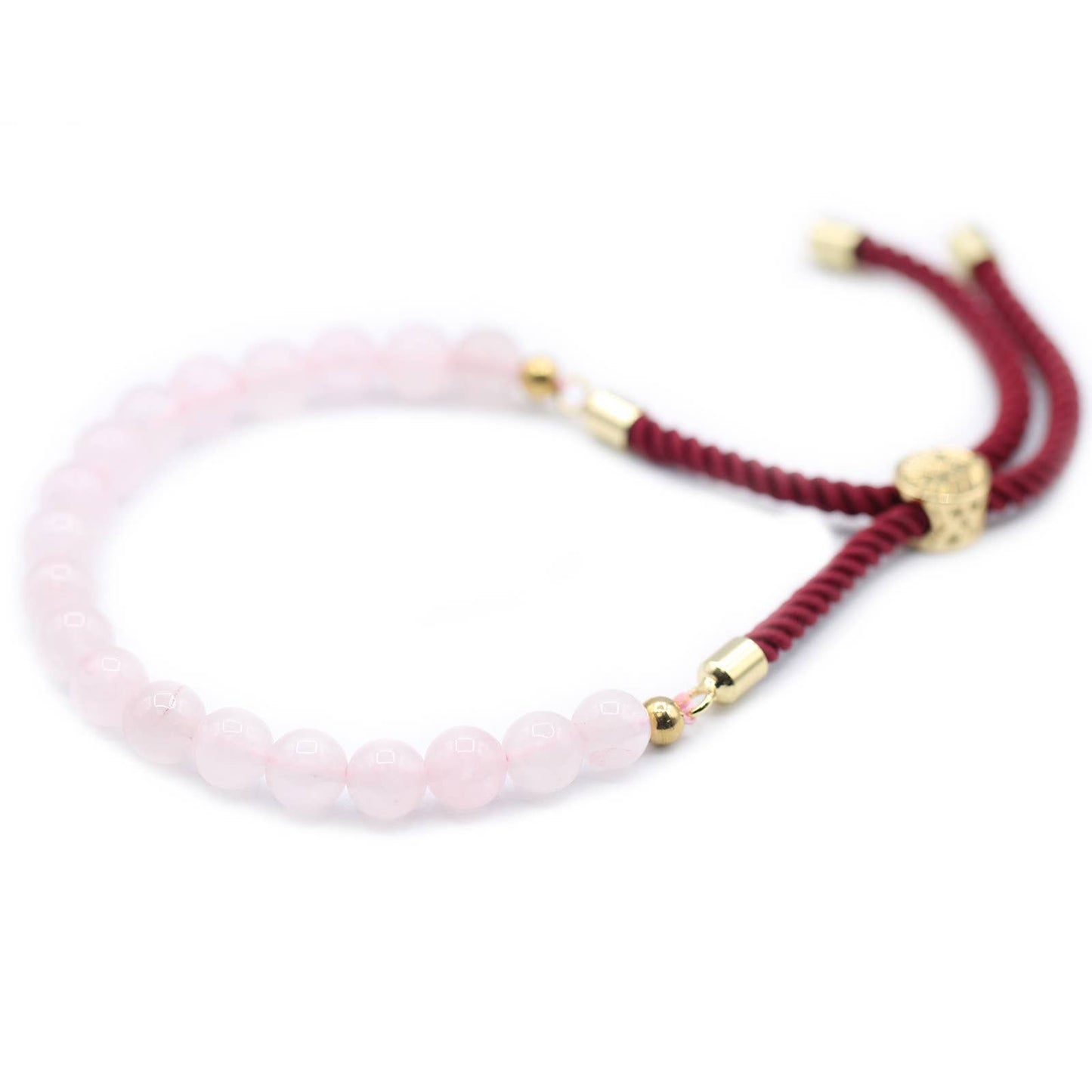 18K Gold Plated Gemstone String Bracelet - Rose Quartz