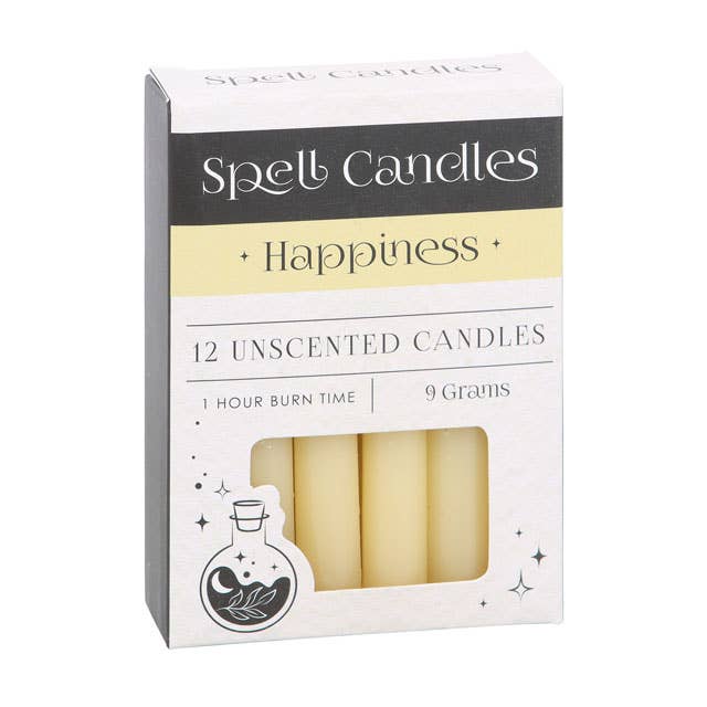 Pack of 12 Yellow Happiness Magic Spell Candles