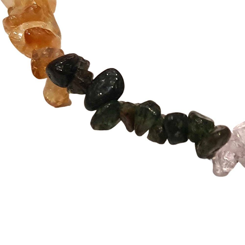 Gemstone Crystals Chip Stretch Bracelets: 7 Chakra