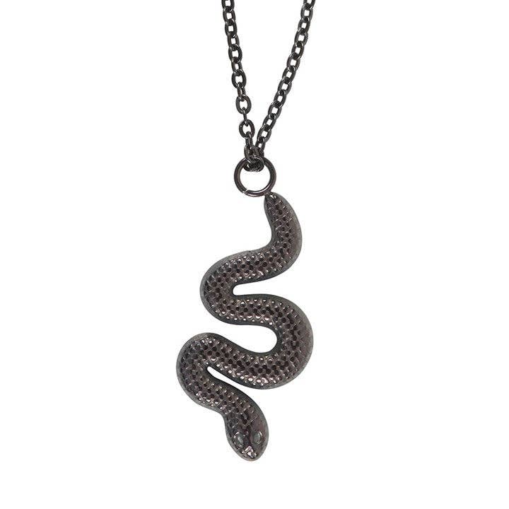 Black Snake Pendant Necklace