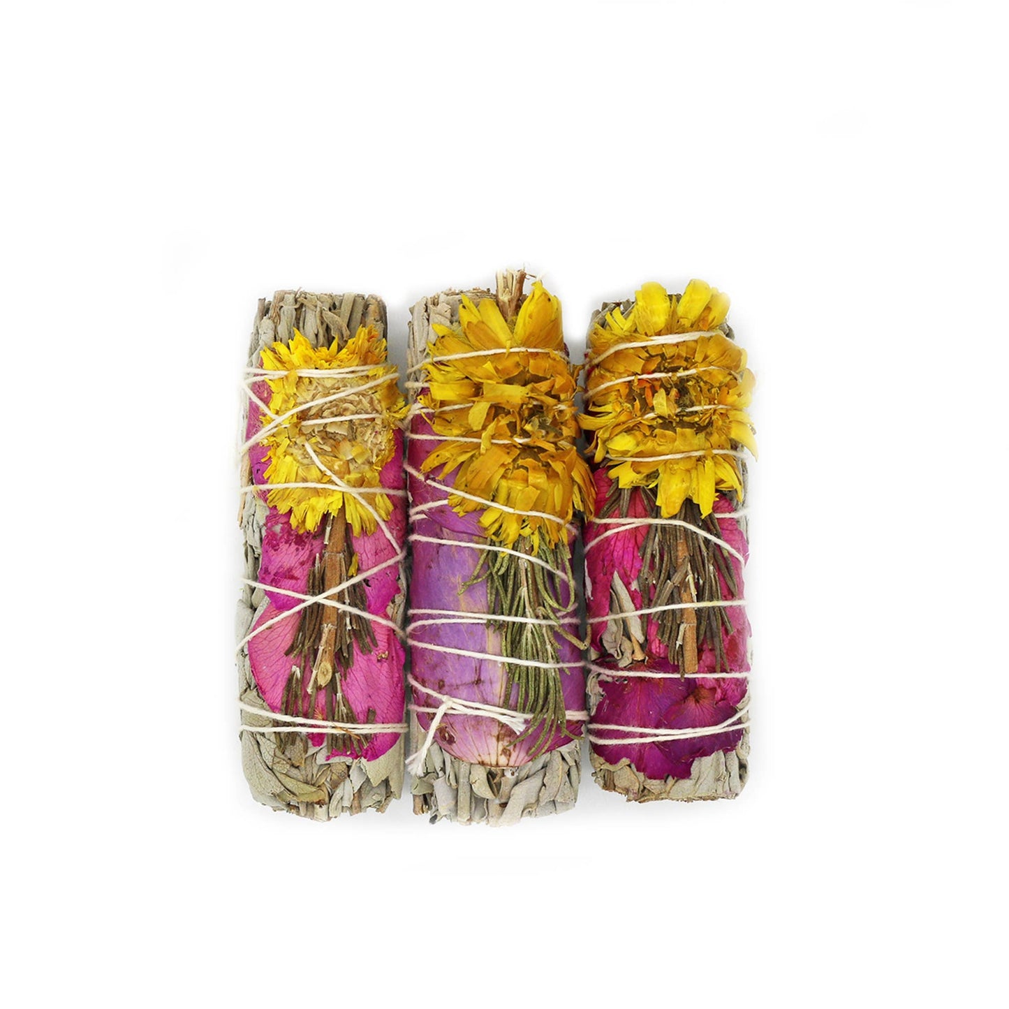 'Country Garden' Floral White Sage Smudge Stick (4 in.)