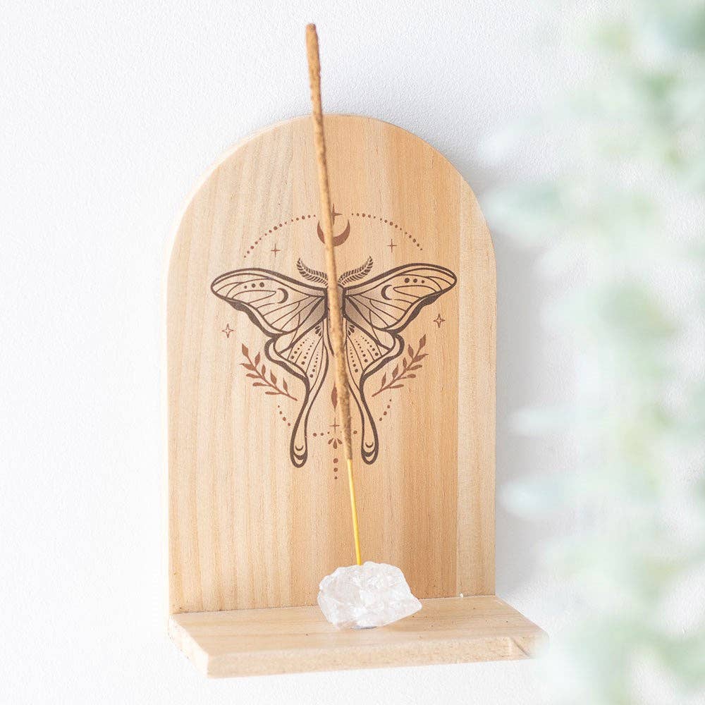 Luna Moth Wooden Incense Holder Shelf