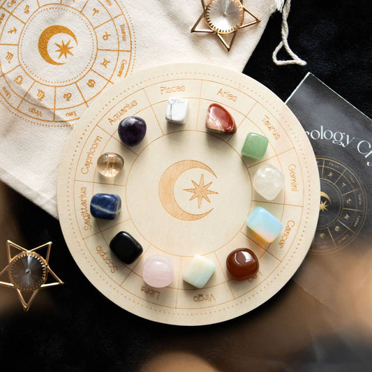 Astrology Wheel Zodiac Crystal Grid Set