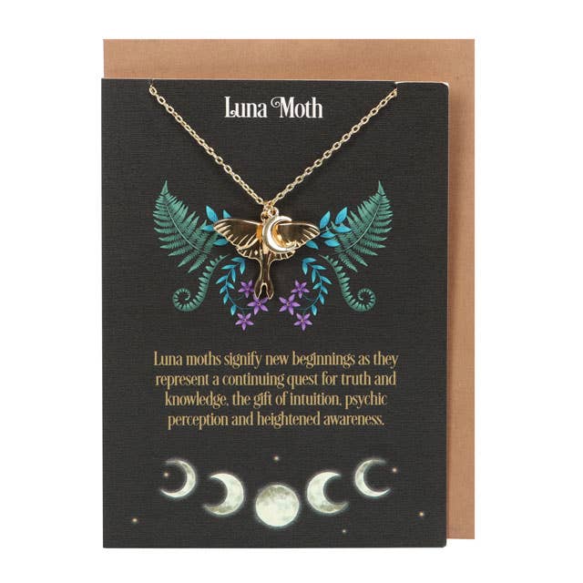 Luna Moth Necklace on Greeting Card